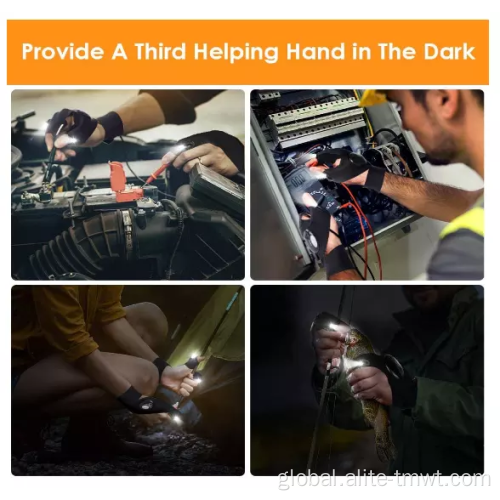 Hand Gloves With Lights Water Proof Tool Outdoor Half-finger Gloves Light Supplier